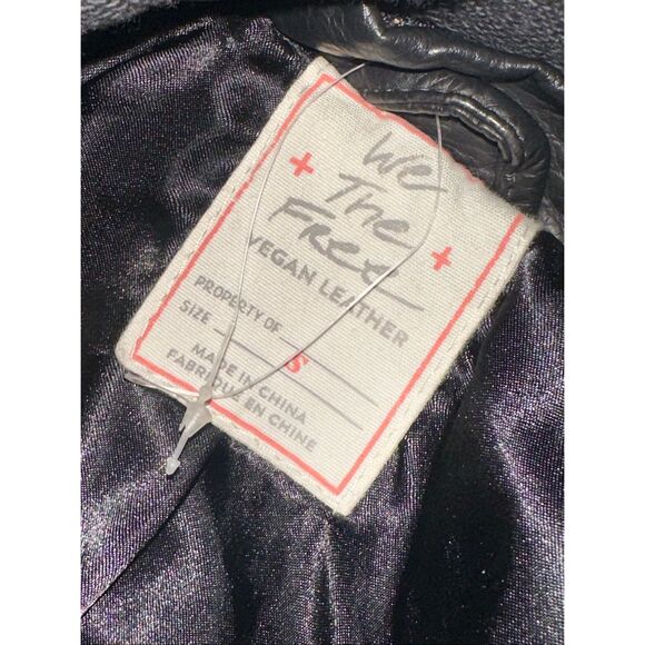 NWOT Free People We The Free Women's Black Vegan Leather Biker Moto Jacket Small - Picture 8 of 12